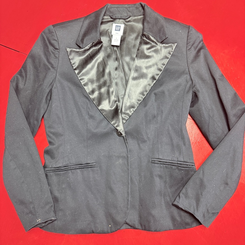 GAP TUXEDO STYLE BLAZER JACKET FELT AND SATIN TRIM GREAT CONDITION